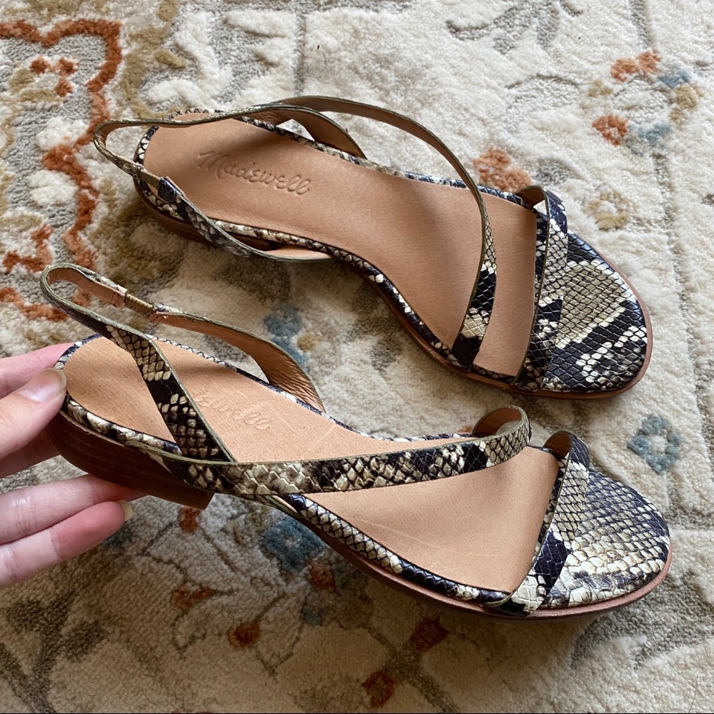 NWT Madewell Heidi Slingback Sandal in Snake Embossed Leather Size 7 - Picture 6 of 6